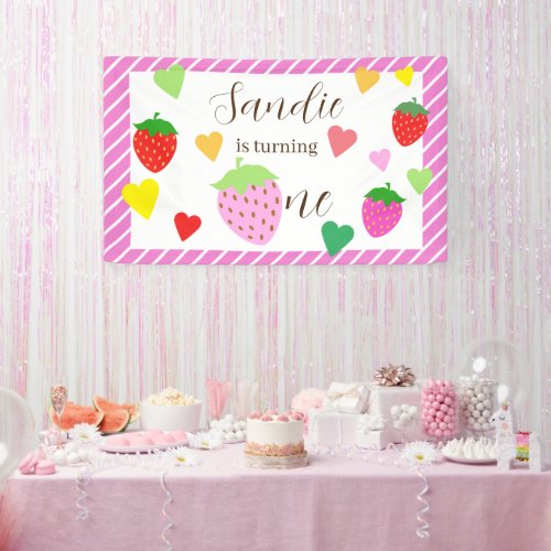 Strawberry Girl Birthday Party Banner