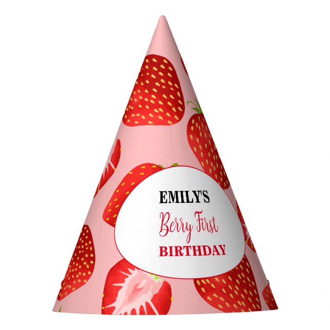 Strawberry Girl Birthday Party Party| Berry Sweet  Hat (Front)