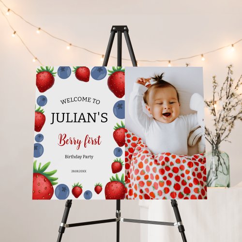 Strawberry Girl Birthday Party photo Welcome Sign