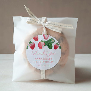 Strawberry Girl Birthday Party Thank You Favor Classic Round Sticker