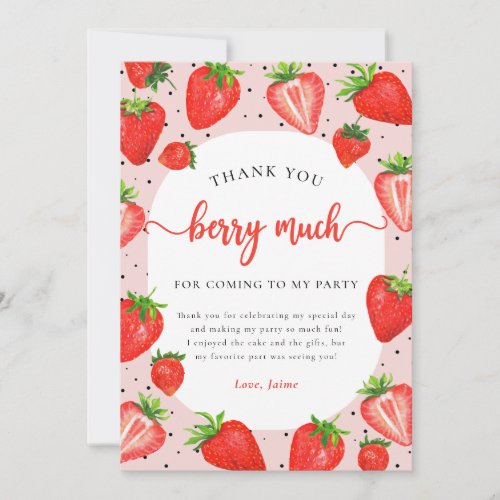 Strawberry Girl Birthday Thank You Berry Much Card