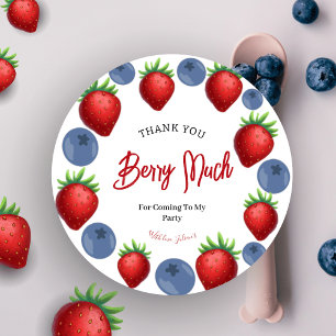 Strawberry Girl Birthday Thank You Classic Round Sticker