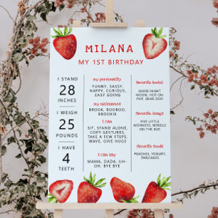 Strawberry Girl First Birthday Milestone Board