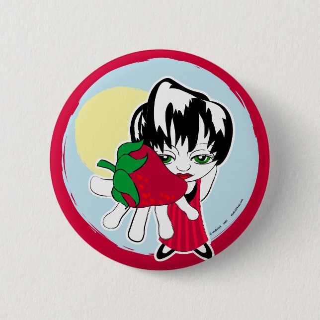 strawberry girl forever button (Front)
