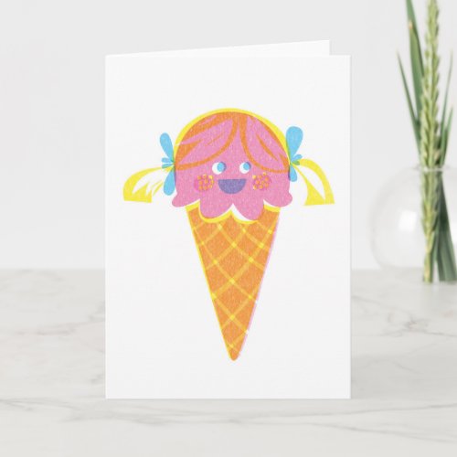 Strawberry Girl Ice Cream Greeting Card