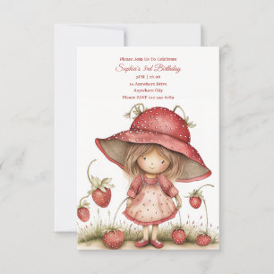 Strawberry Girl Party Invitation