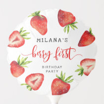 Strawberry Girls 1st Birthday Photo Balloon