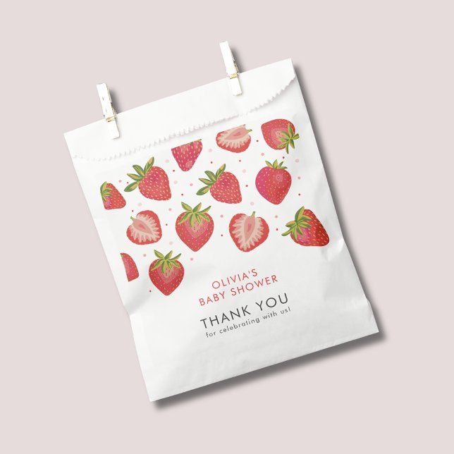 Strawberry Girls Baby Shower Favor Bag (Strawberry baby shower favor bag)