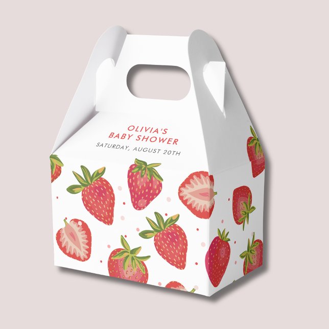 Strawberry Girls Baby Shower Favor Boxes (Strawberry baby shower favor box)