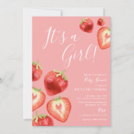 Strawberry Girl's Baby Shower Invitation