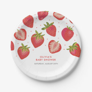 Strawberry Girls Baby Shower Paper Plates