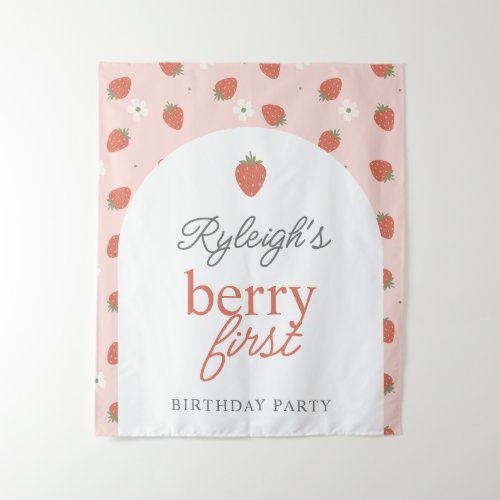 Strawberry Girls Berry First Birthday Party   Tapestry