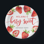 Strawberry Girl's Berry Sweet Birthday Party Paper Plates<br><div class="desc">Cute berry theme girl's birthday party paper plate featuring watercolor illustration of strawberry fruits. The text says "XX's berry sweet birthday party."</div>