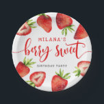 Strawberry Girl's Berry Sweet Birthday Party Paper Plates<br><div class="desc">Cute berry theme girl's birthday party paper plate featuring watercolor illustration of strawberry fruits. The text says "XX's berry sweet birthday party."</div>