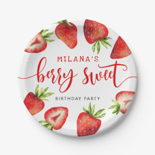 Strawberry Girl's Berry Sweet Birthday Party Paper Plates