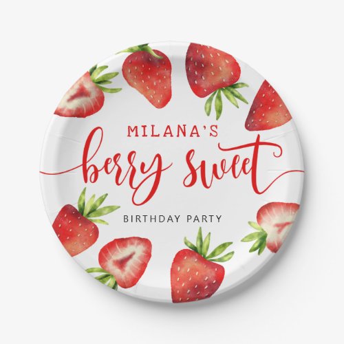 Strawberry Girls Berry Sweet Birthday Party Paper Plates