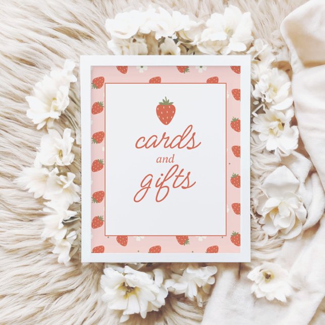 Strawberry Girls Birthday | Cards & Gifts Sign (Creator Uploaded)
