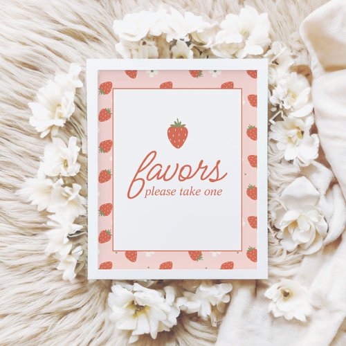 Strawberry Girls First Birthday  Favor Table Sign
