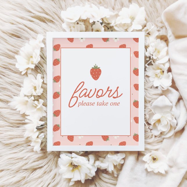 Strawberry Girls First Birthday | Favor Table Sign (Creator Uploaded)
