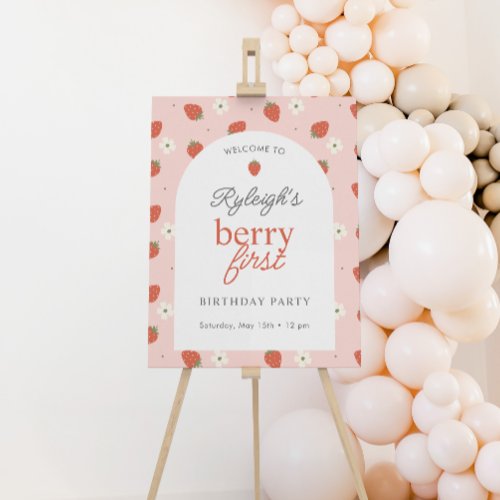 Strawberry Girls First Birthday  Welcome Sign