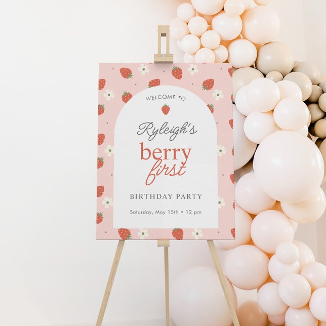 Strawberry Girls First Birthday | Welcome Sign (Creator Uploaded)