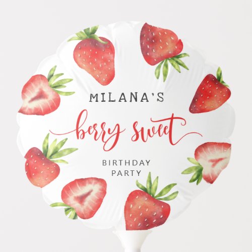 Strawberry Girls Sweet Birthday Photo  Balloon
