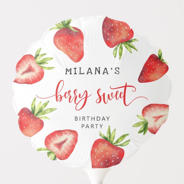 Strawberry Girls Sweet Birthday Photo  Balloon (Front)