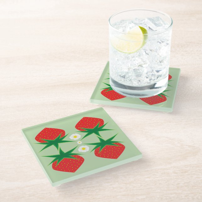 Strawberry Glass Coaster (Angled)