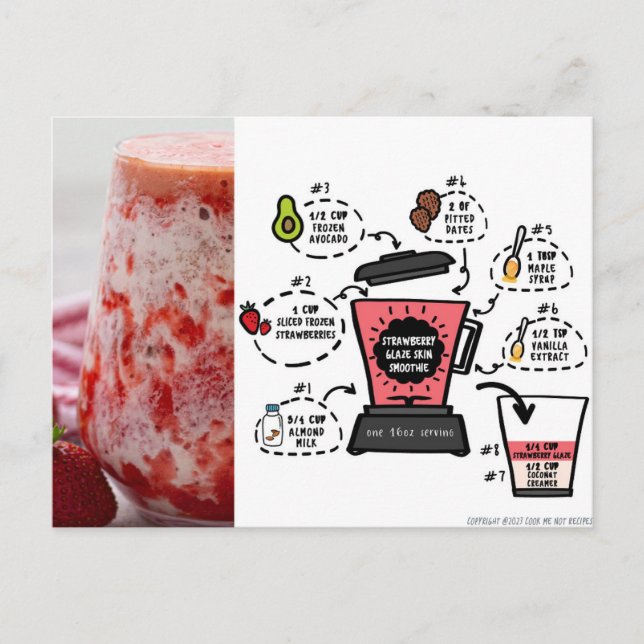 strawberry glaze skin smoothie recipe postcard (Front)