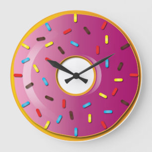 Strawberry Glazed Donut Large Clock