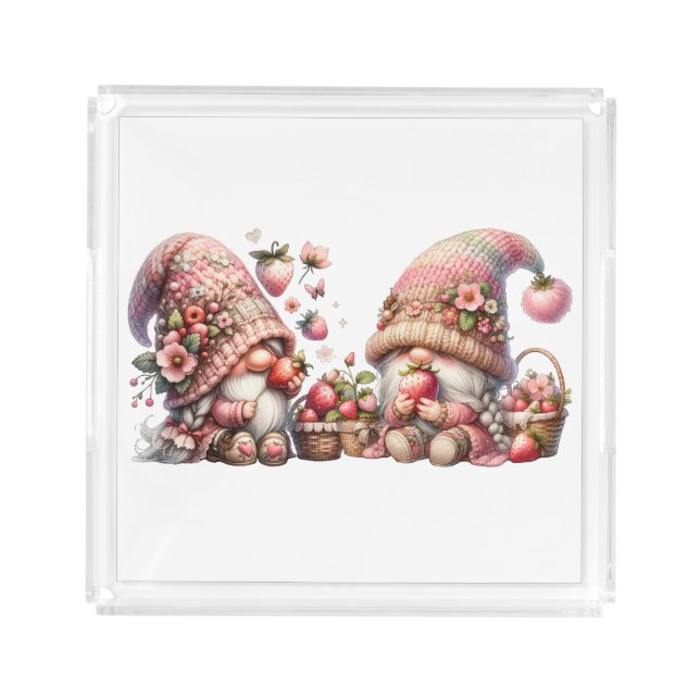 Strawberry Gnome Acrylic Tray (Front)
