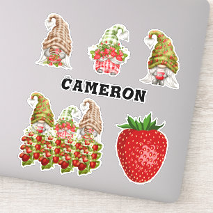 Strawberry Gnome Collection Add Name Fruit Love 8" Sticker