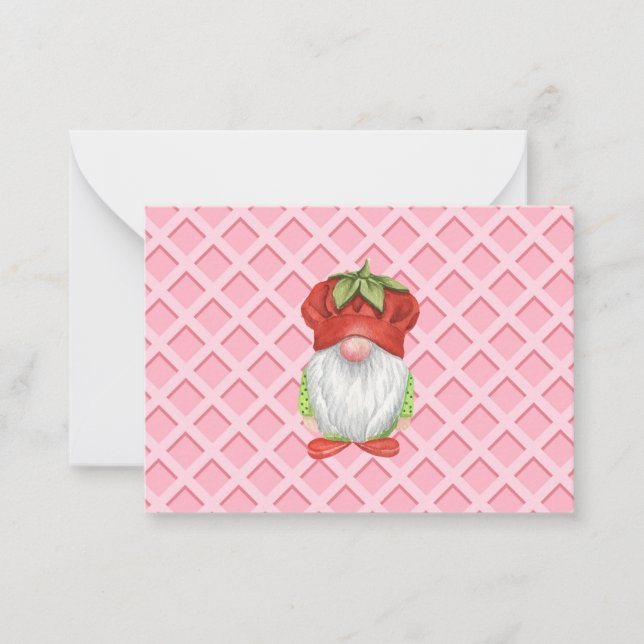 Strawberry Gnome Note Card (Front)