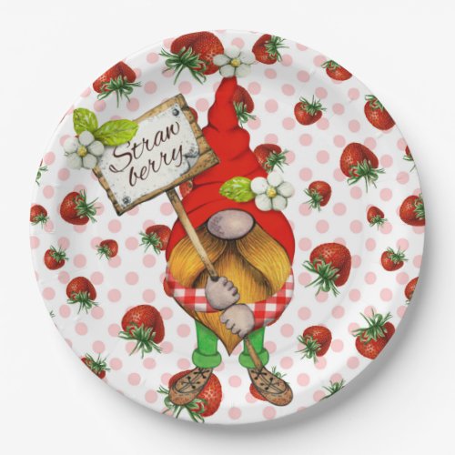 Strawberry Gnome Paper Plates