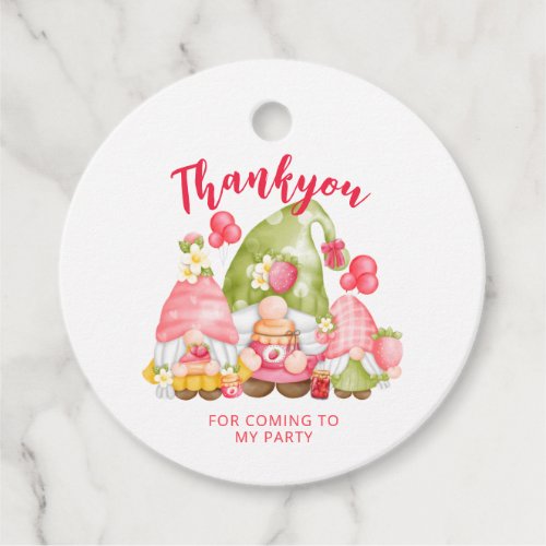 Strawberry  Gnomes Birthday Thank You Favor Tags