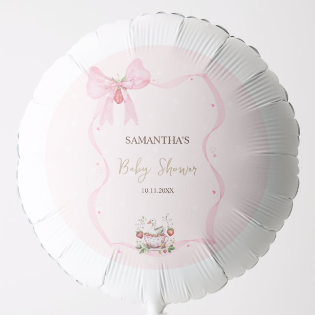 Strawberry,Goose,Bow Frame Dots Baby Shower Balloon (Front)