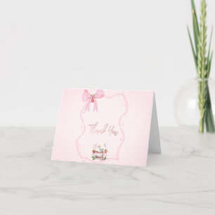 Strawberry,Goose,Bow Frame Dots Baby Shower Letterpress Thank You Card
