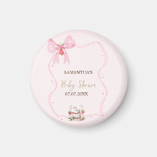 Strawberry,Goose,Bow Frame Dots Baby Shower Magnet