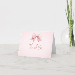Strawberry,Goose,Bow Frame Dots Baby Shower Thank Letterpress Thank You Card