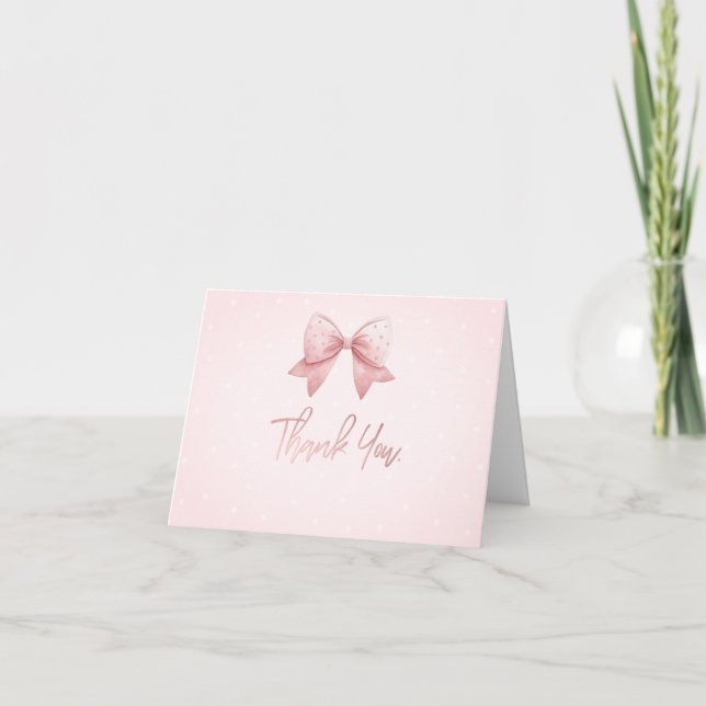 Strawberry,Goose,Bow Frame Dots Baby Shower Thank You Card (Front)