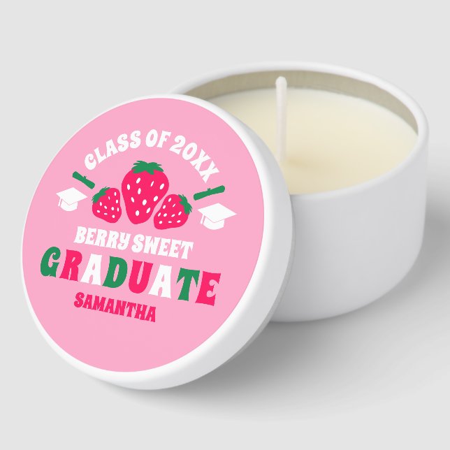 Strawberry Graduation Party Mini Candle Favors (Corner)