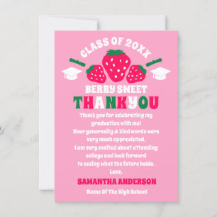  Strawberry Graduation Thank You Card