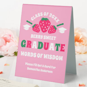 Strawberry Graduation Words Of Wisdom Guest Advice Table Tent