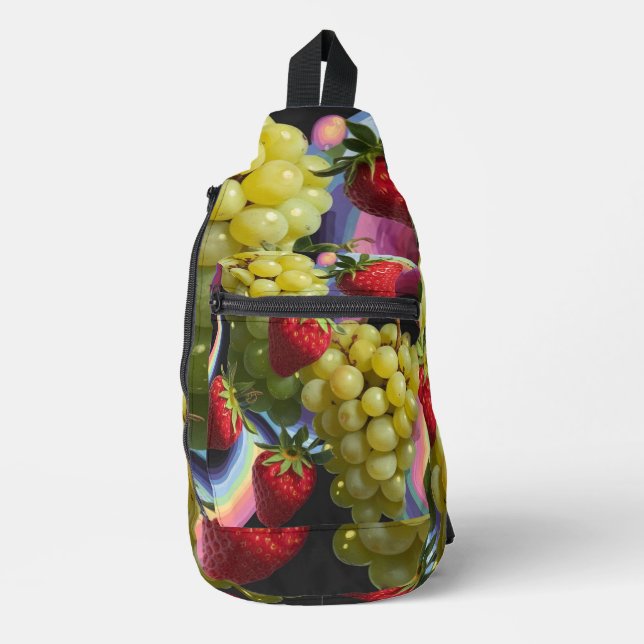Strawberry Grape Fruit Swirl Sling Bag (Front)