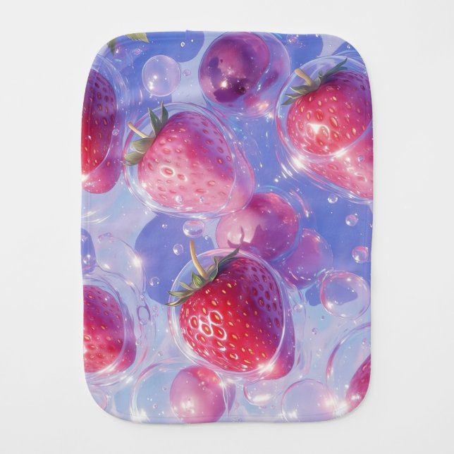 Strawberry Grape Splash Baby Burp Cloth (Front)