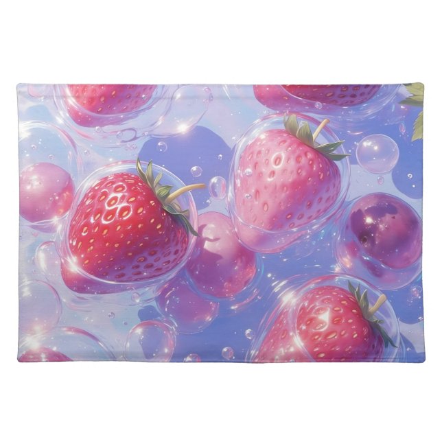 Strawberry Grape Splash Cloth Placemat (Front)