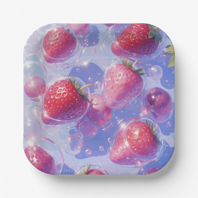 Strawberry Grape Splash Paper Plates (Front)