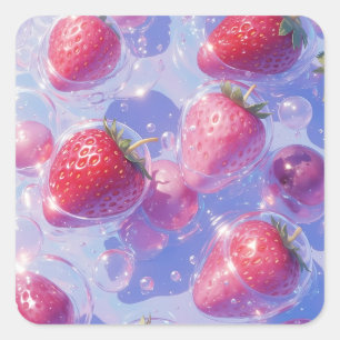 Strawberry Grape Splash Square Sticker