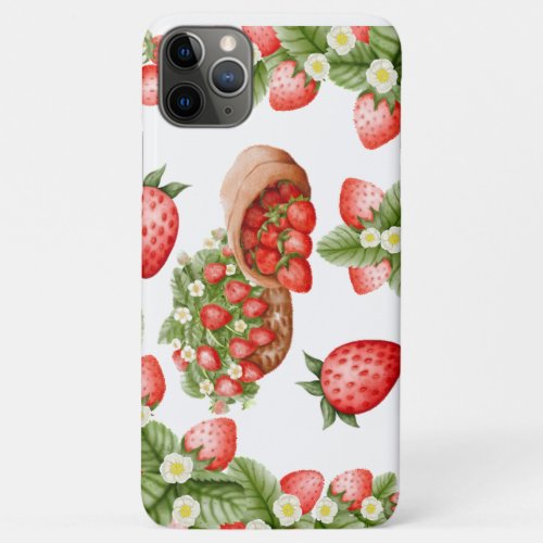 Strawberry graphic design iPhone 11 pro max case