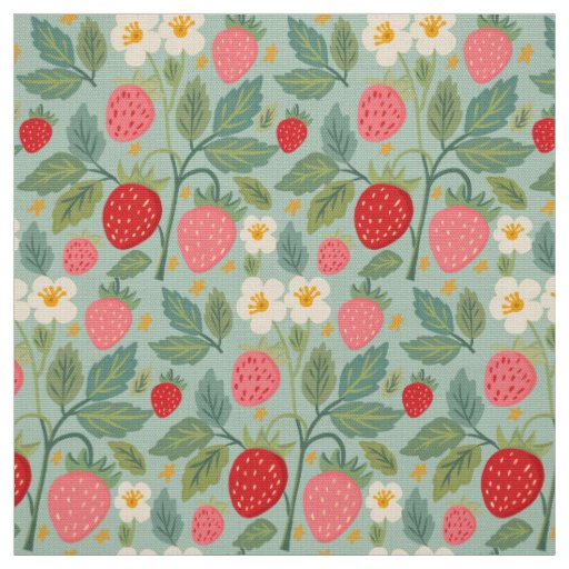 Strawberry Green Botanical Fabric